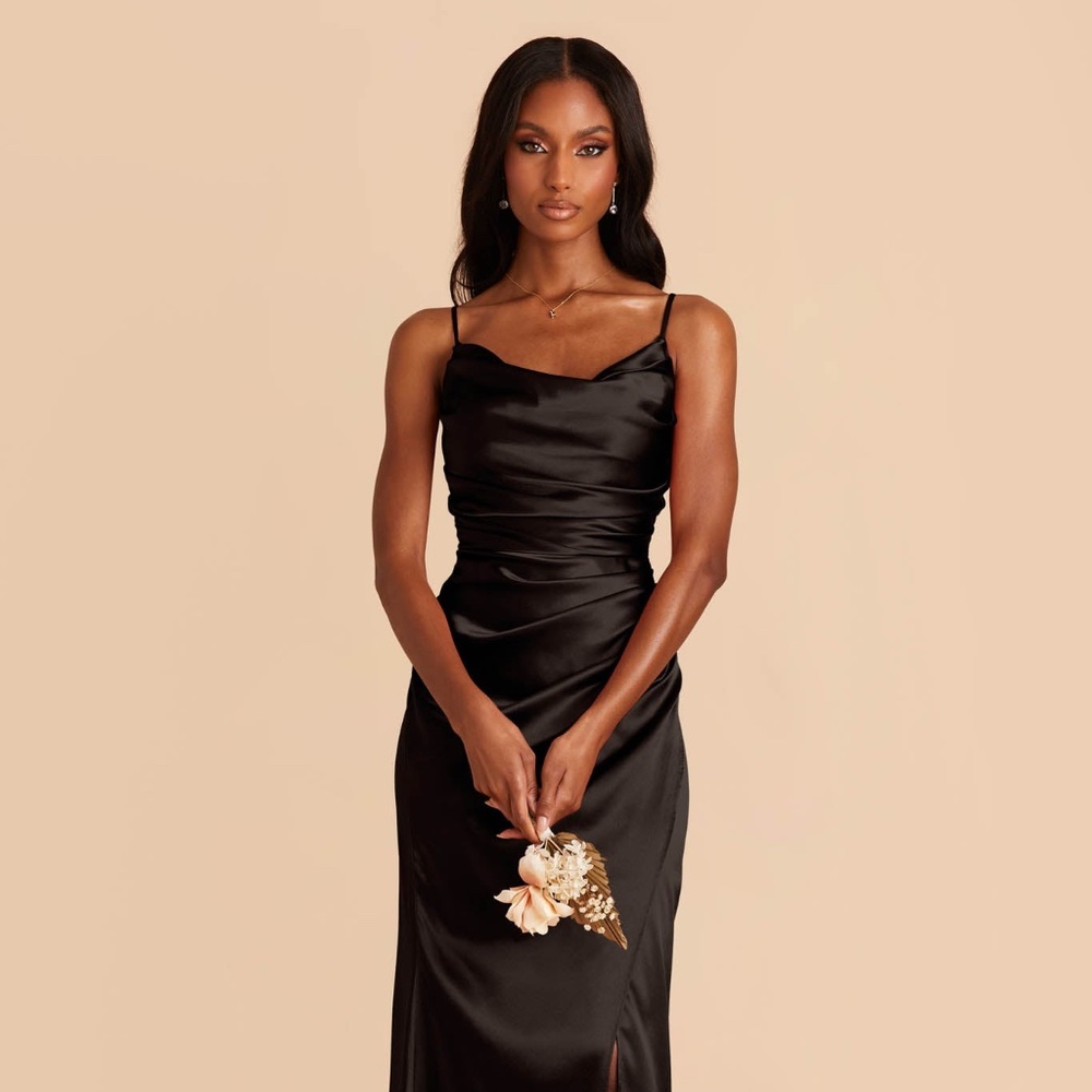 Birdy Grey Satin Black Maxi Dress